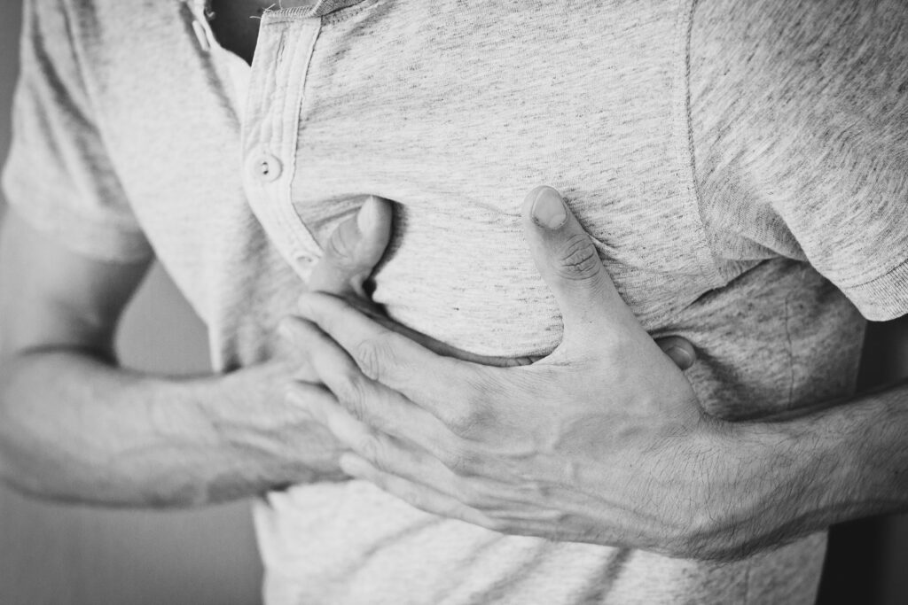 Chest pain during a heart attack